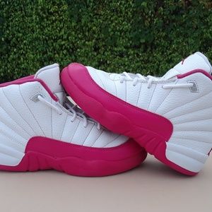 Jordan 12 Size 2.5Y Size 4 Women White Pink